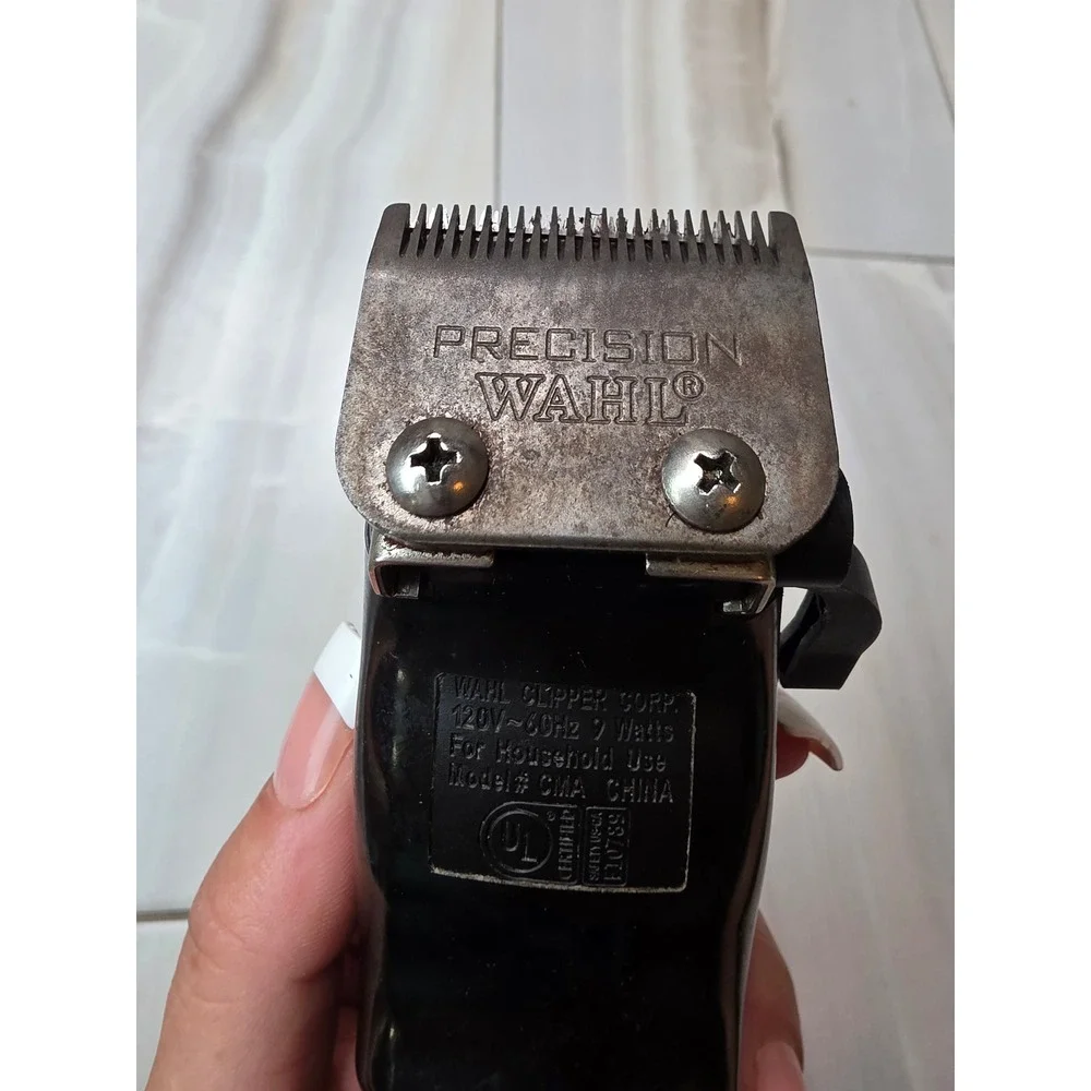 Wahl Precision Hair Clipper Model CMA Corded Electric Trimmer Chrome Black 9W A2